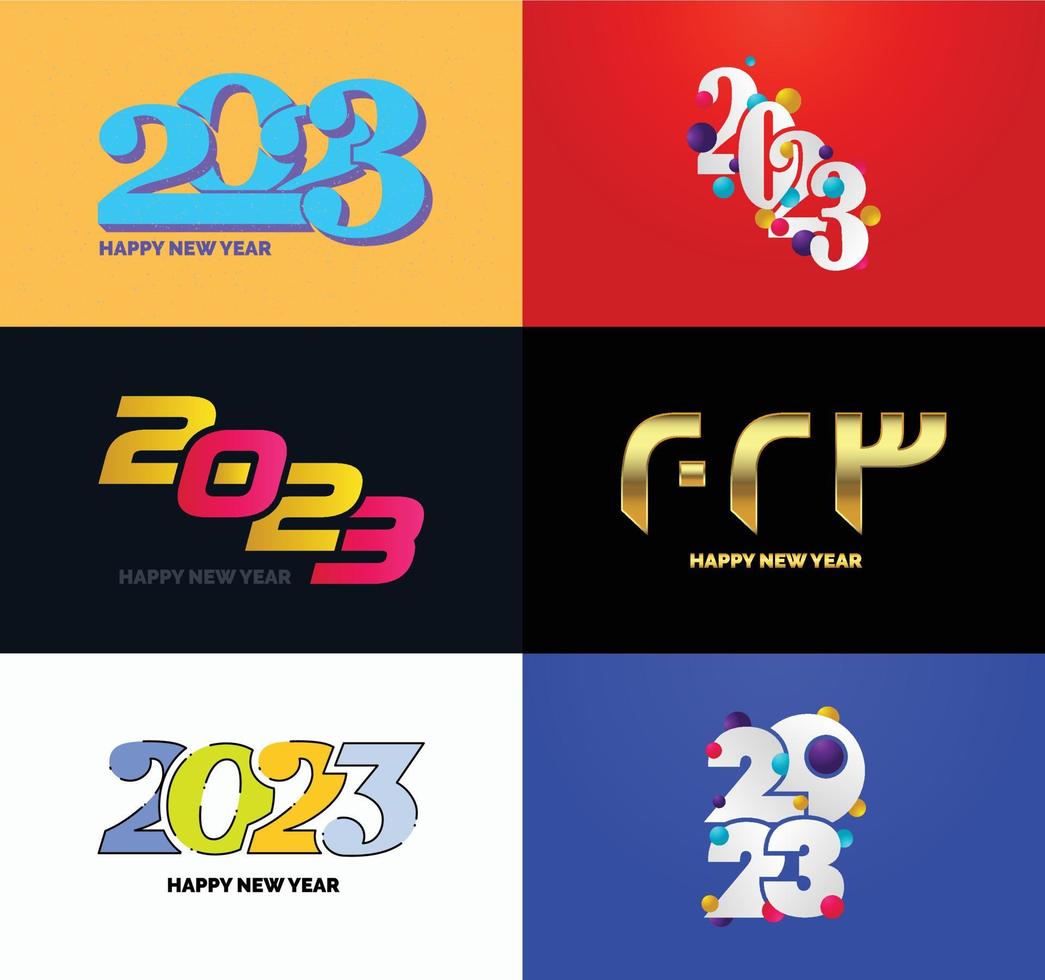 gran conjunto de 2023 feliz año nuevo diseño de texto de logotipo plantilla de diseño de número 2023 vector