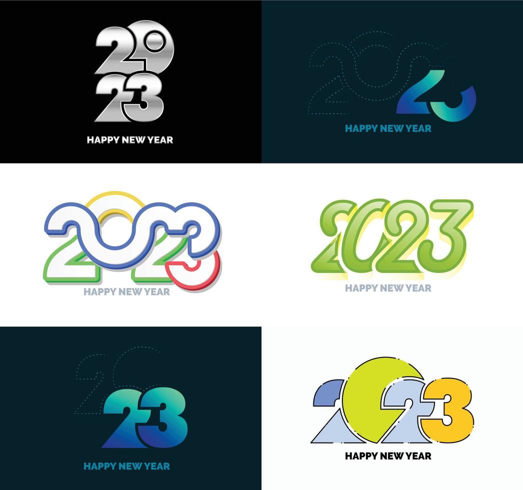 gran conjunto de 2023 feliz año nuevo diseño de texto de logotipo plantilla de diseño de número 2023 vector