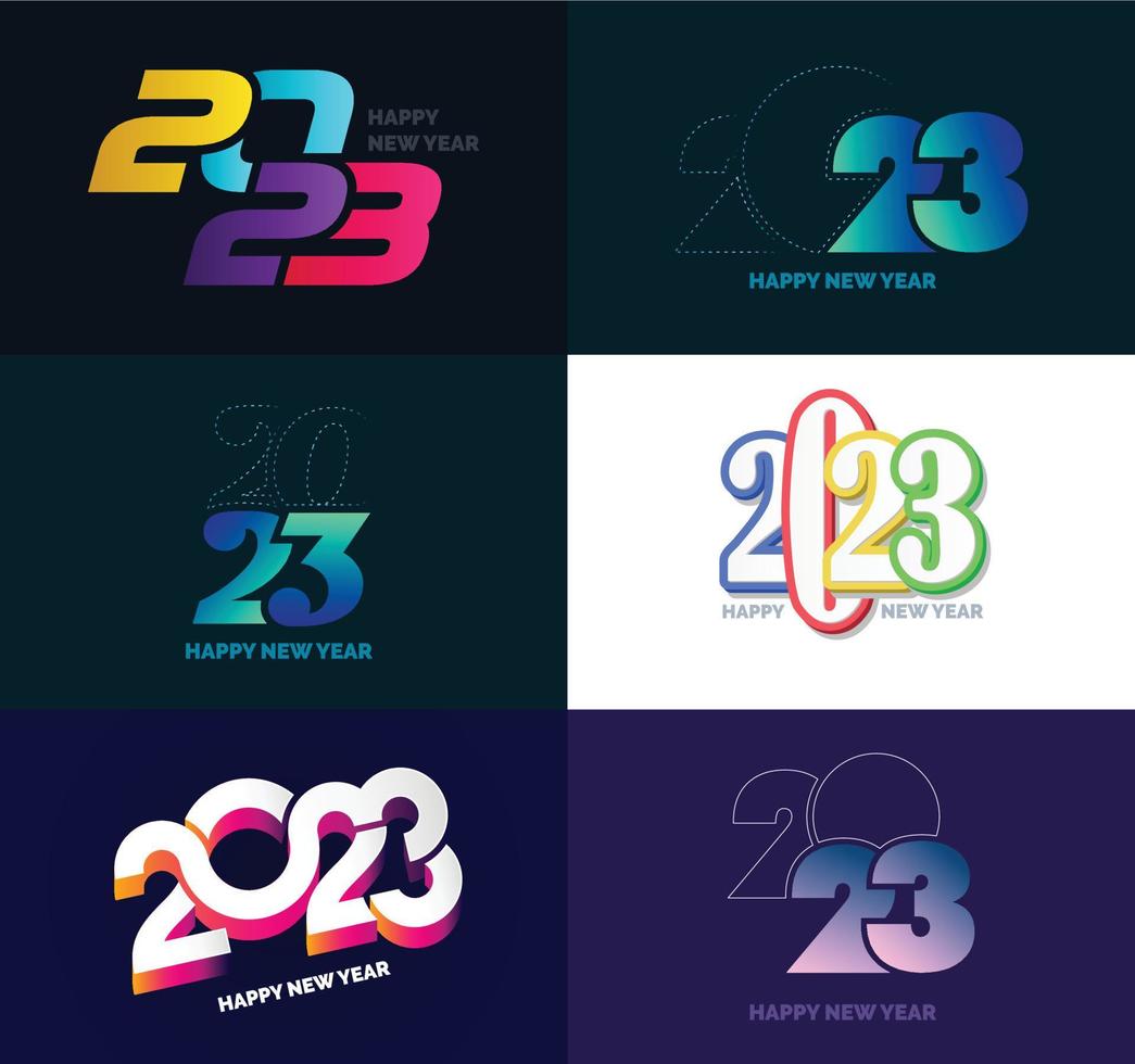 Big Collection of 2023 Happy New Year symbols Cover of business diary for 2023 with wishes vector