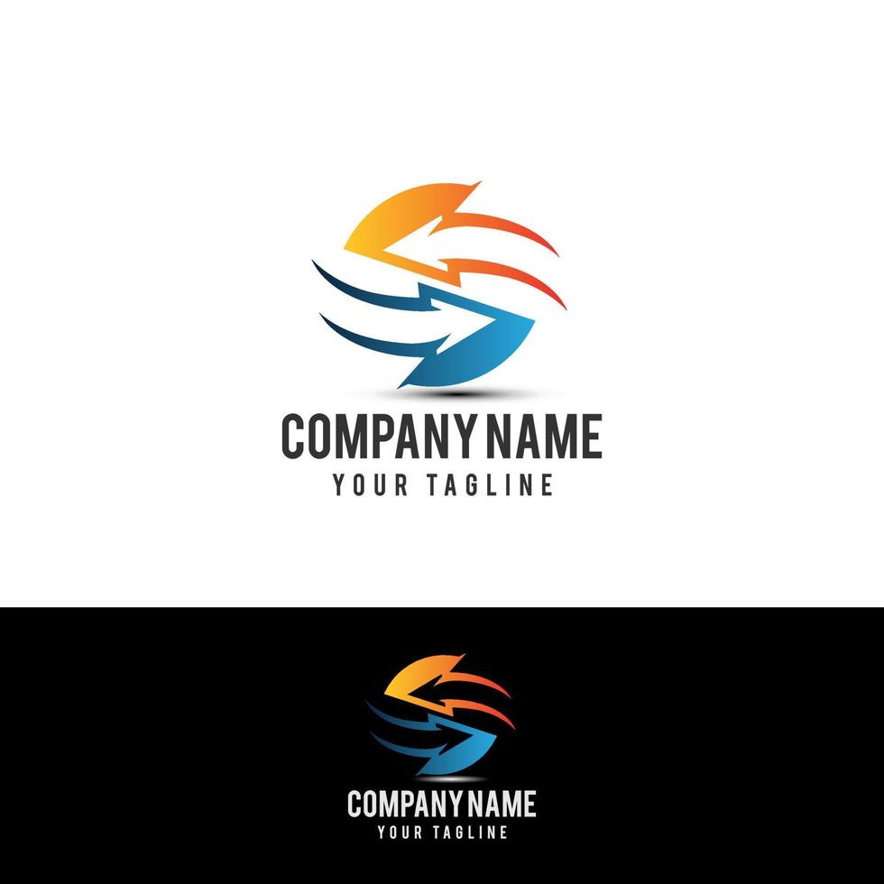 illustrated logo of two spinning arrows, Vector sign air conditioning and heating. EPS10