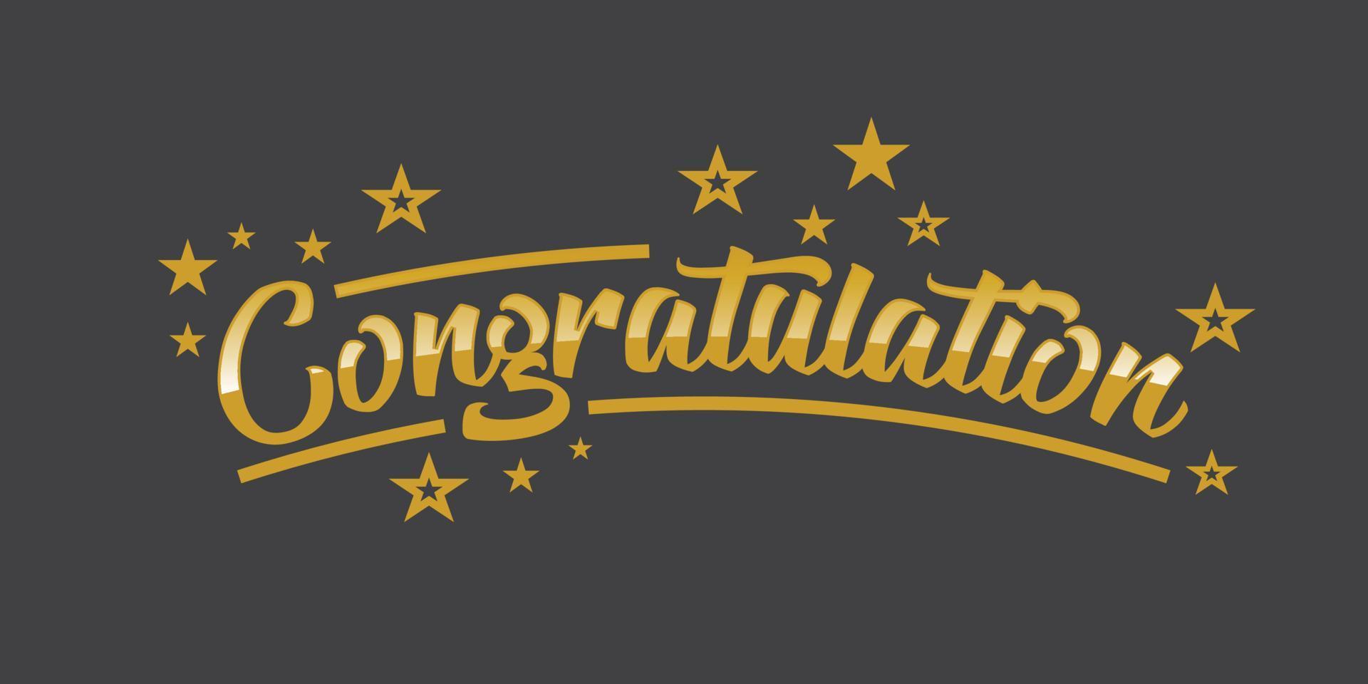 Congrats, Congratulation banner with glitter decoration. Handwritten modern brush lettering dark background vector