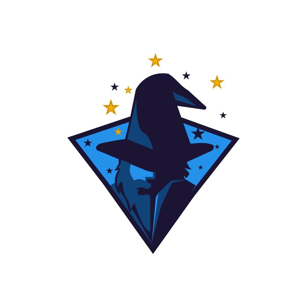 Wizard Head Face Mascot Logo Vector Illustration, Wizard Mage eSports Mascot Logo for Team