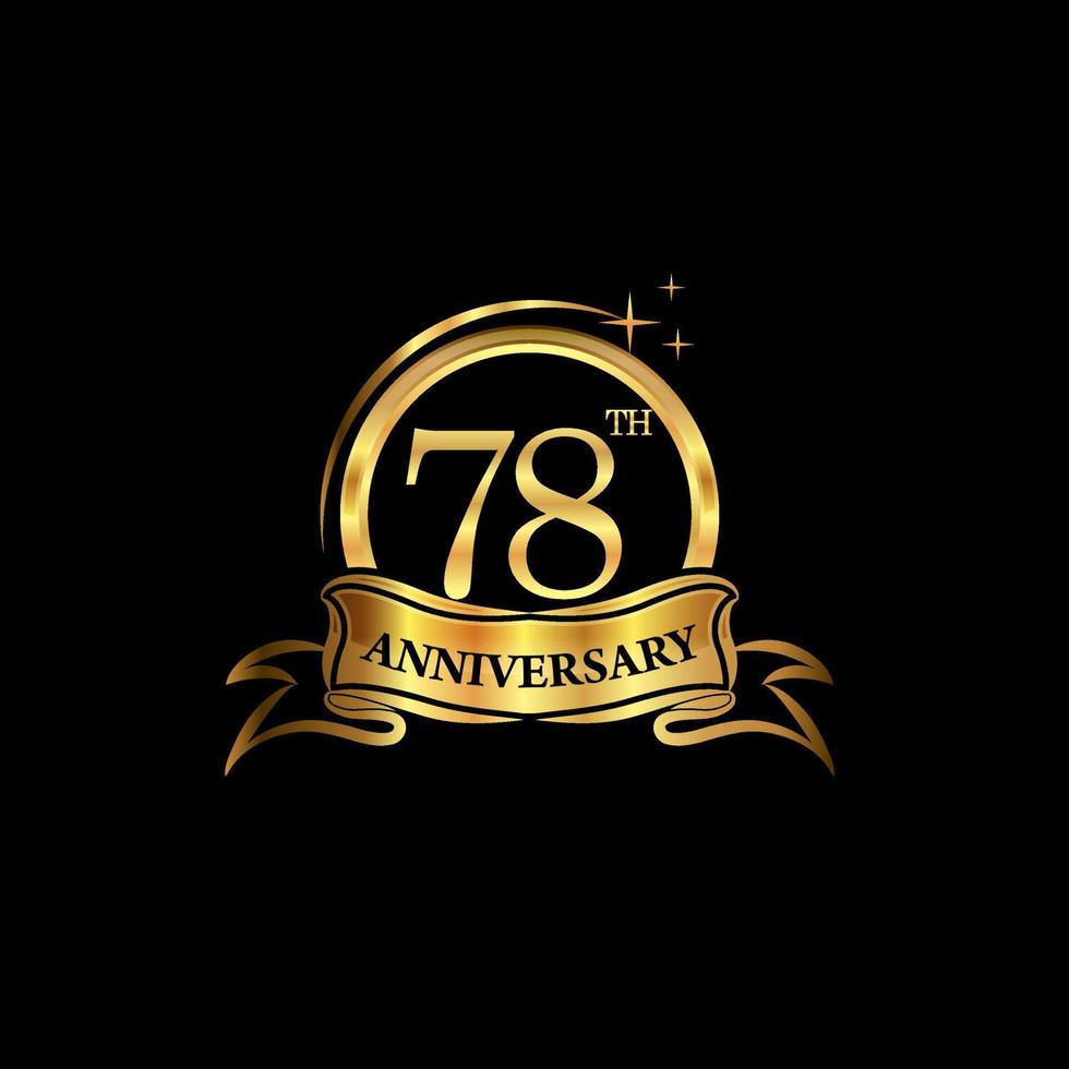 78 year anniversary celebration. Anniversary classic elegance golden color isolated on black background, vector design for celebration, invitation card, and greeting card