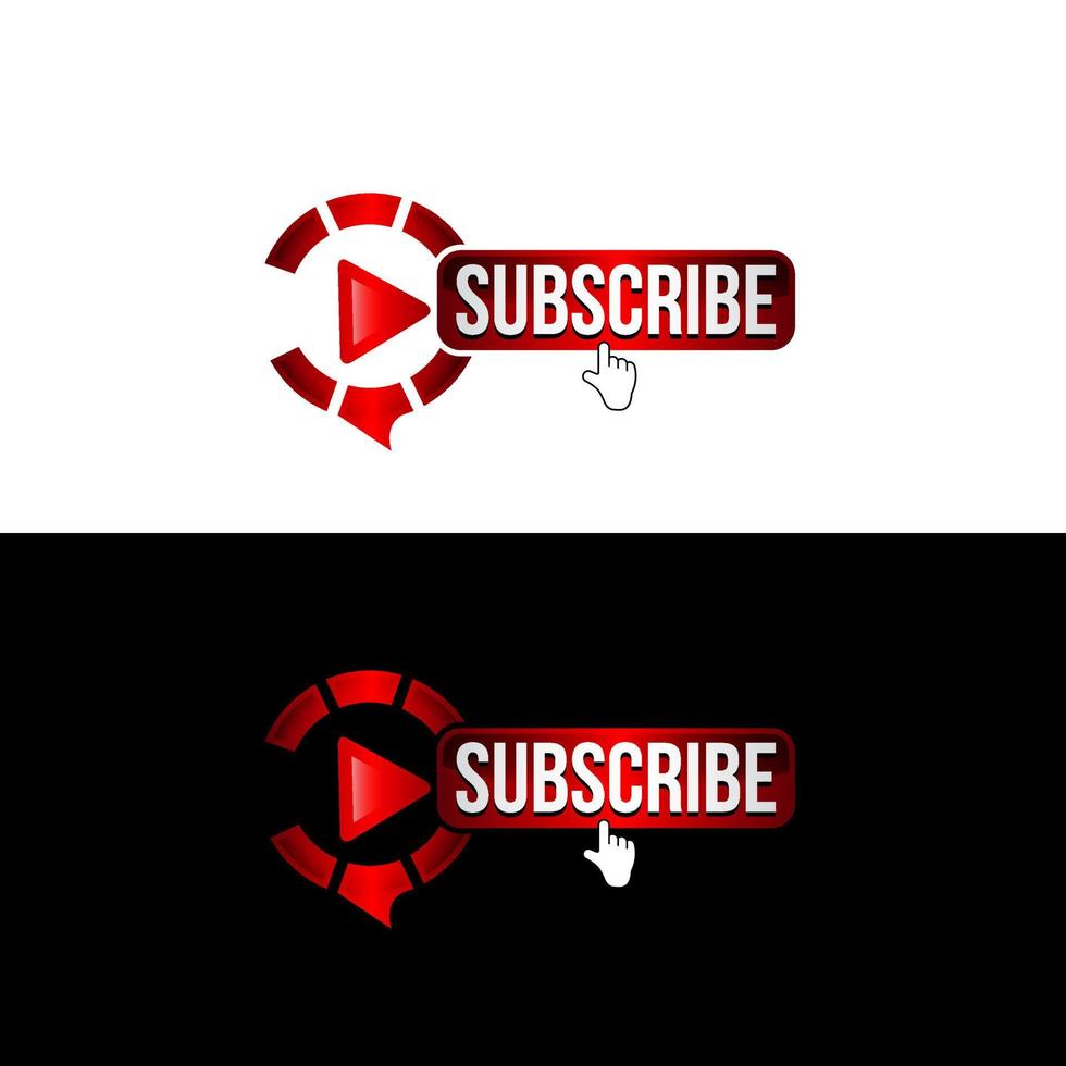 Template subscribe button with bell and finger click cursor. Social media background subscribe. Social media concept. Vector illustration. EPS 10