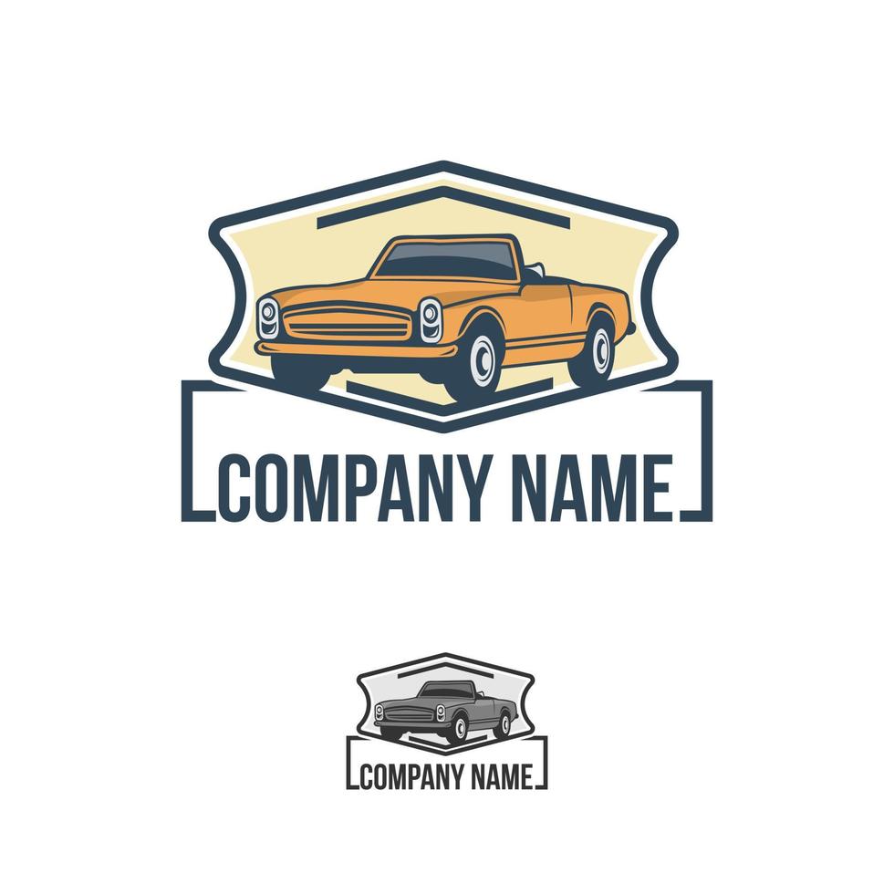 Classic vintage car vector design inspiration. Auto car logo design template. Classic vehicle symbol logotype. A classic car symbol silhouette. Vintage car simple line art logo.