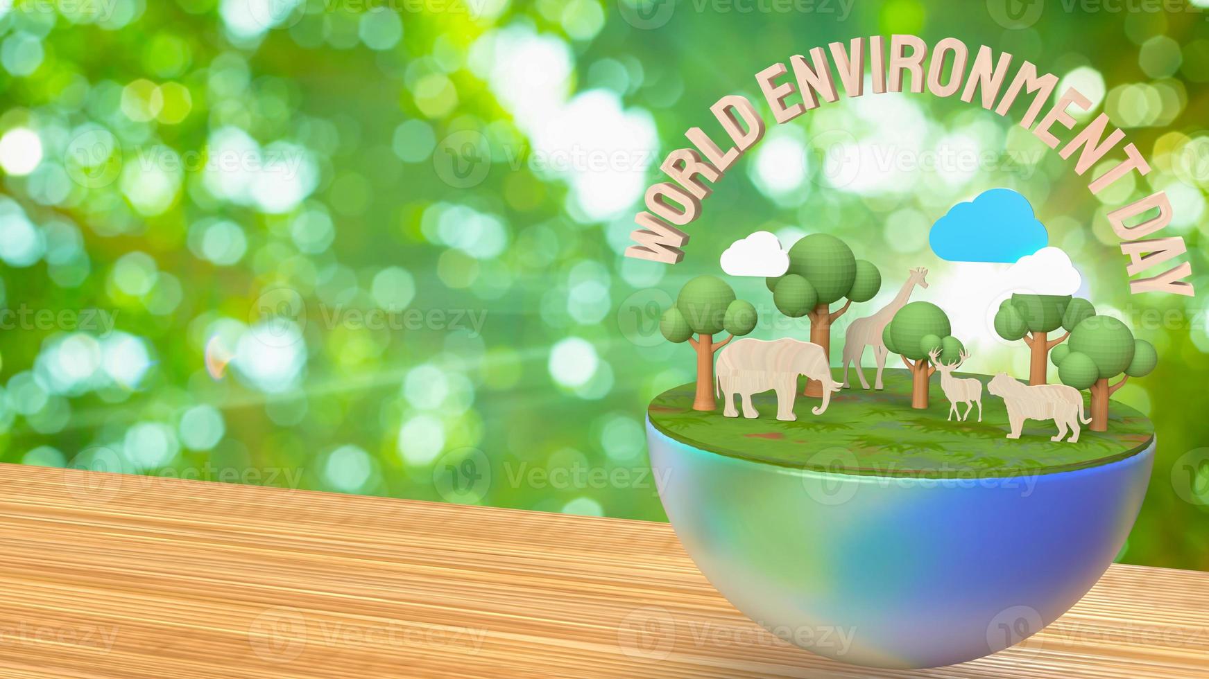 The world environment day wood text for holiday concept 3d rendering photo