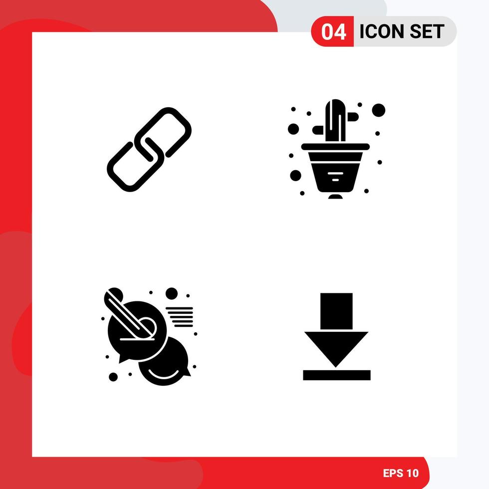 User Interface Pack of 4 Basic Solid Glyphs of clip chat metal interior support Editable Vector Design Elements