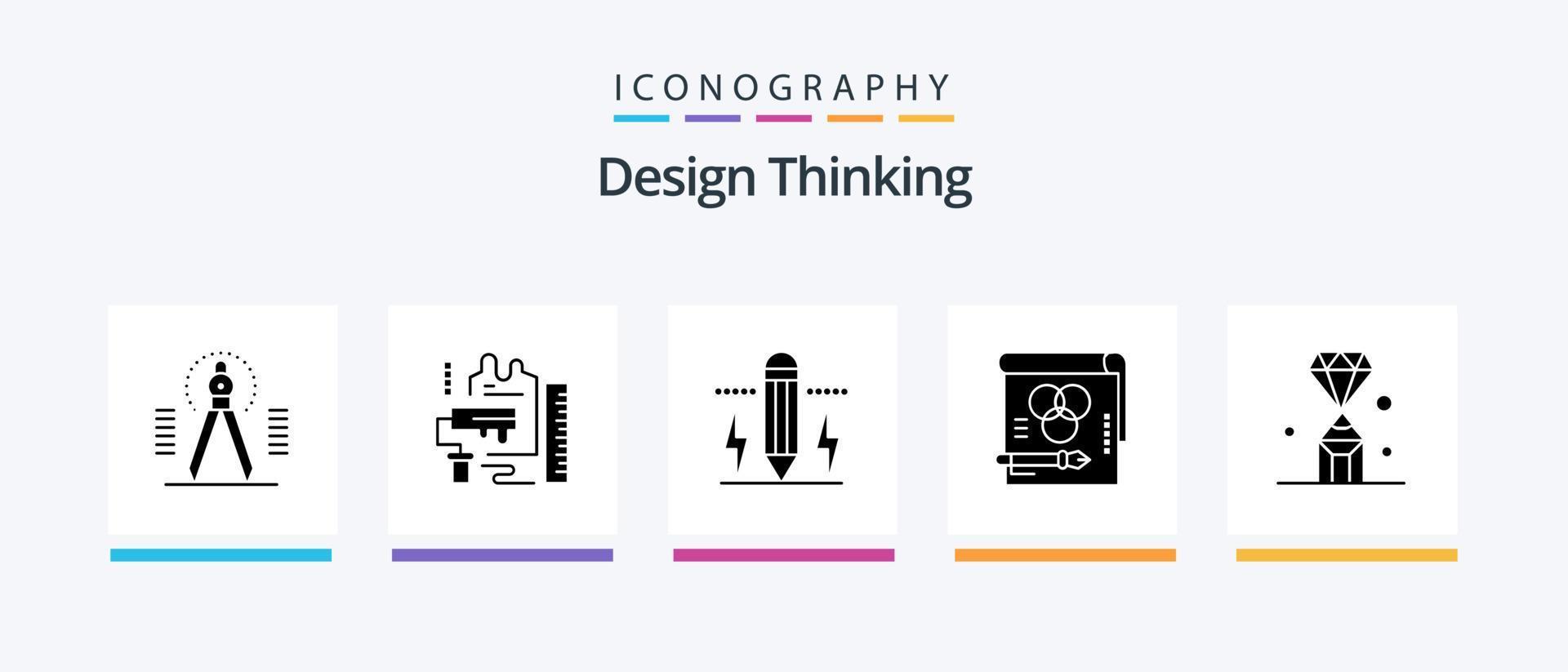 Design Thinking Glyph 5 Icon Pack Including rgb. color. brush. light. edit. Creative Icons Design vector
