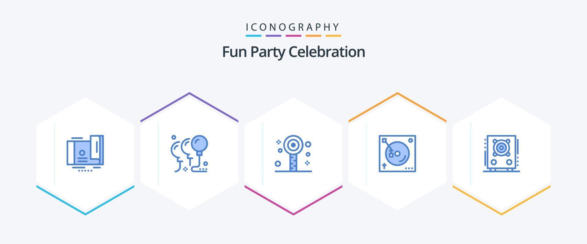 Party 25 Blue icon pack including loudspeaker. sound. fun. party. mix vector