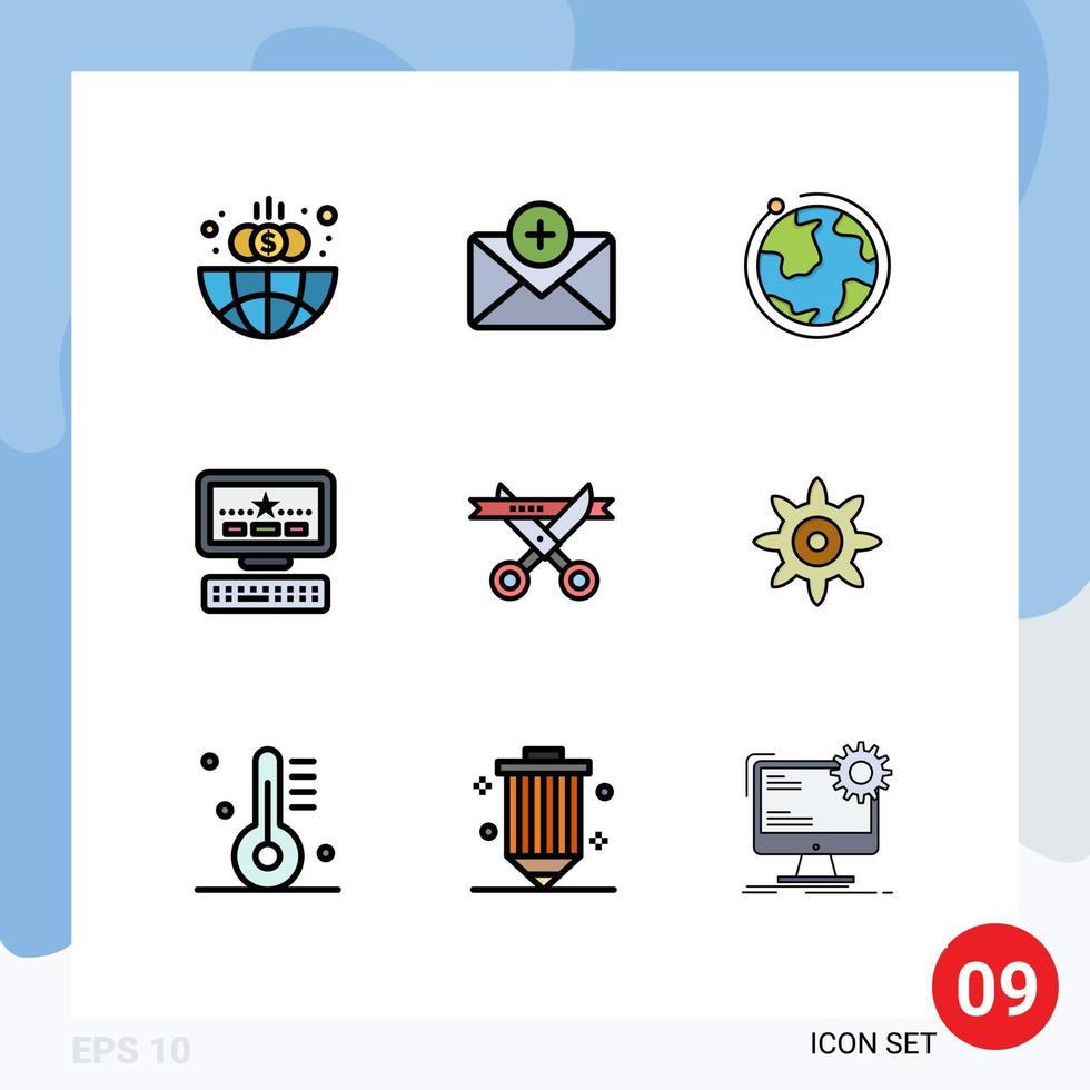 User Interface Pack of 9 Basic Filledline Flat Colors of opening ceremony world business star Editable Vector Design Elements