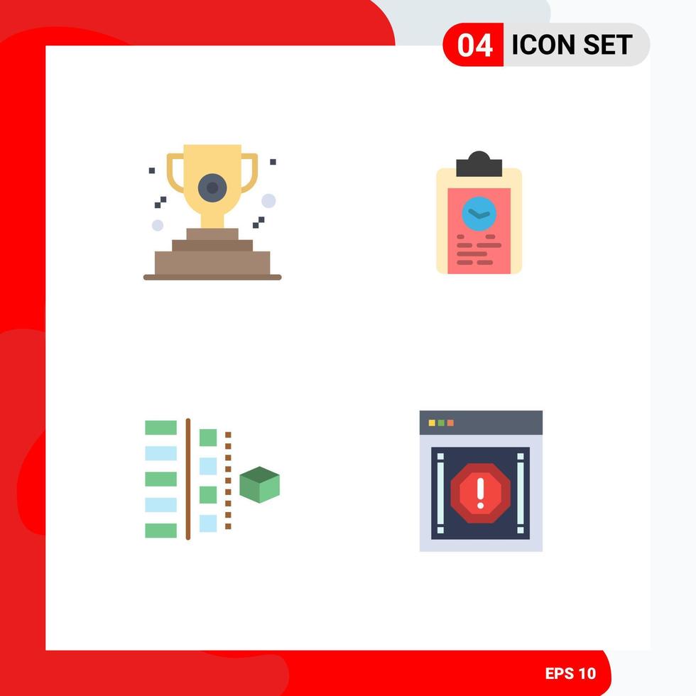 4 Thematic Vector Flat Icons and Editable Symbols of award phases clipboard progress planning Editable Vector Design Elements
