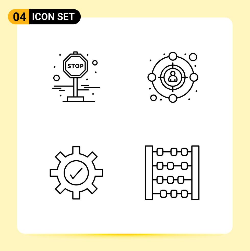 Universal Icon Symbols Group of 4 Modern Filledline Flat Colors of board abacus audience gear toy Editable Vector Design Elements