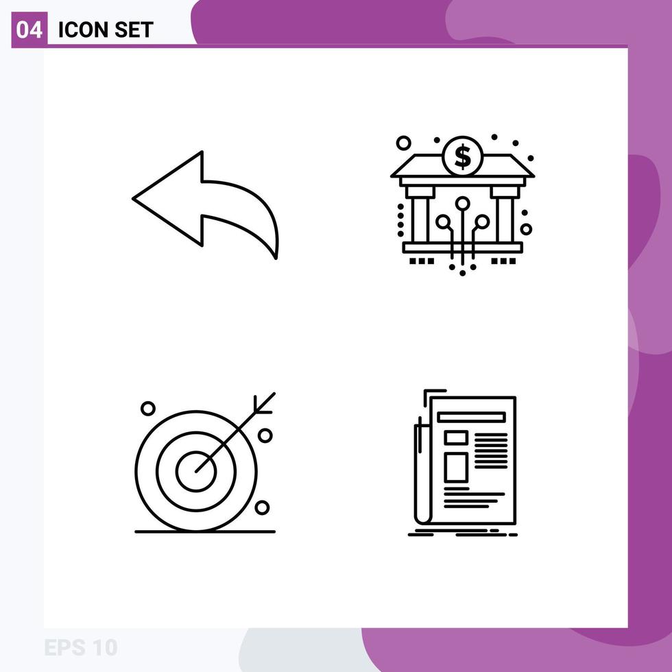 Modern Set of 4 Filledline Flat Colors and symbols such as arrow bulls banking digital shooting Editable Vector Design Elements