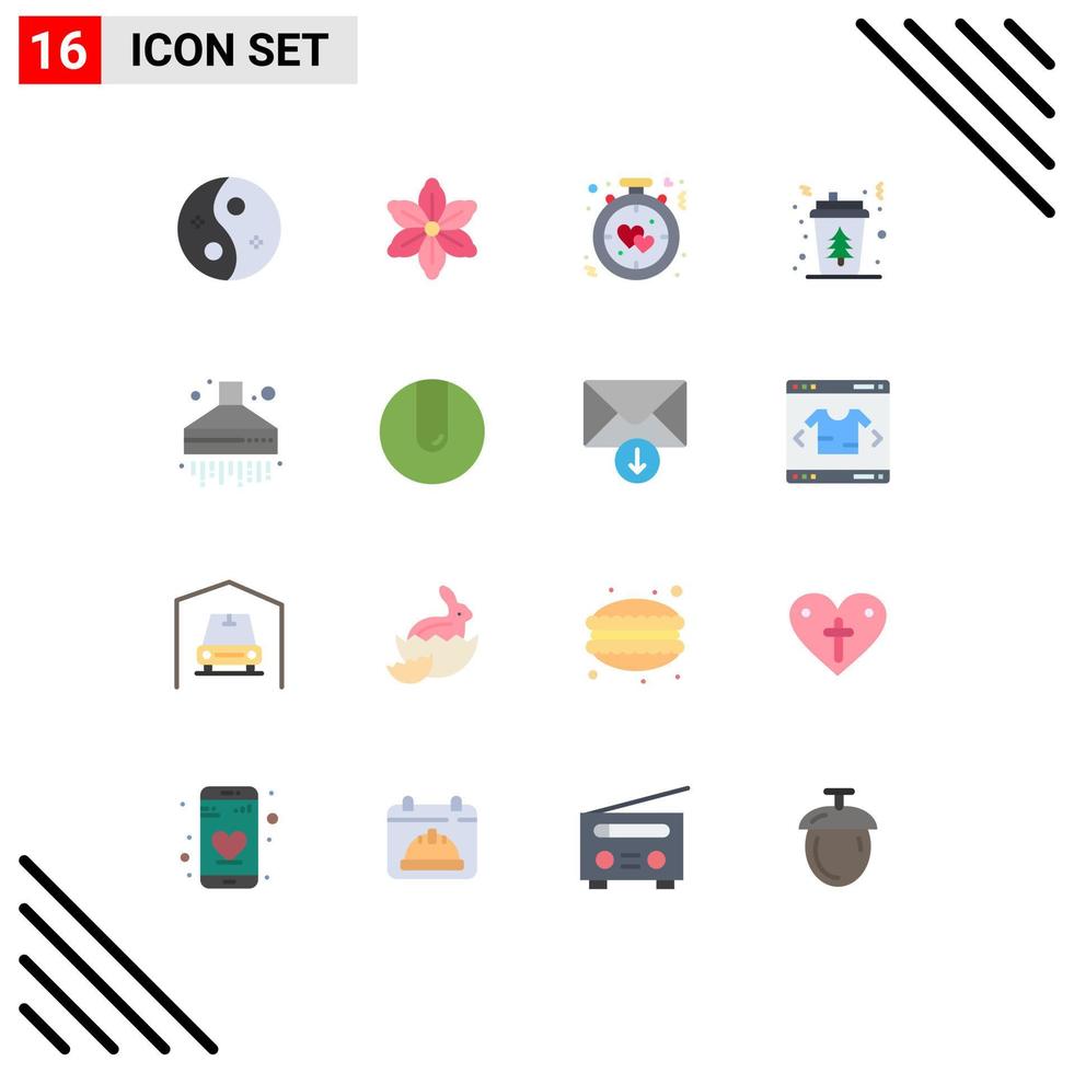 Group of 16 Modern Flat Colors Set for hot cup spring coffee love Editable Pack of Creative Vector Design Elements
