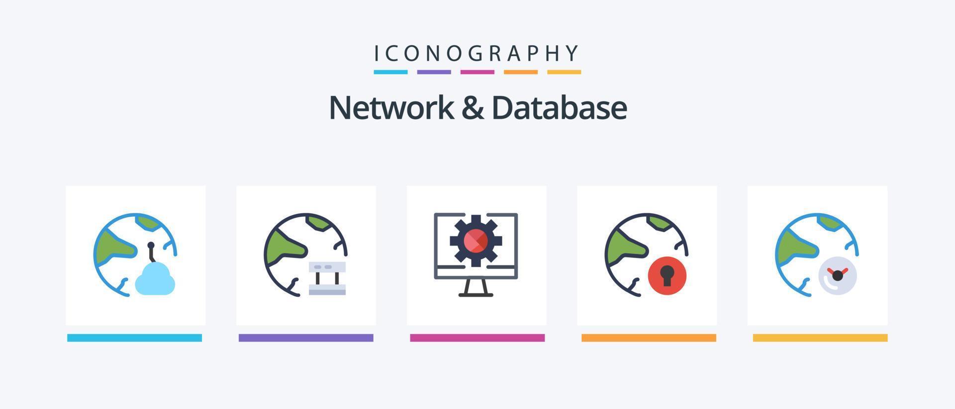 Network And Database Flat 5 Icon Pack Including online. global. network. online. Creative Icons Design vector