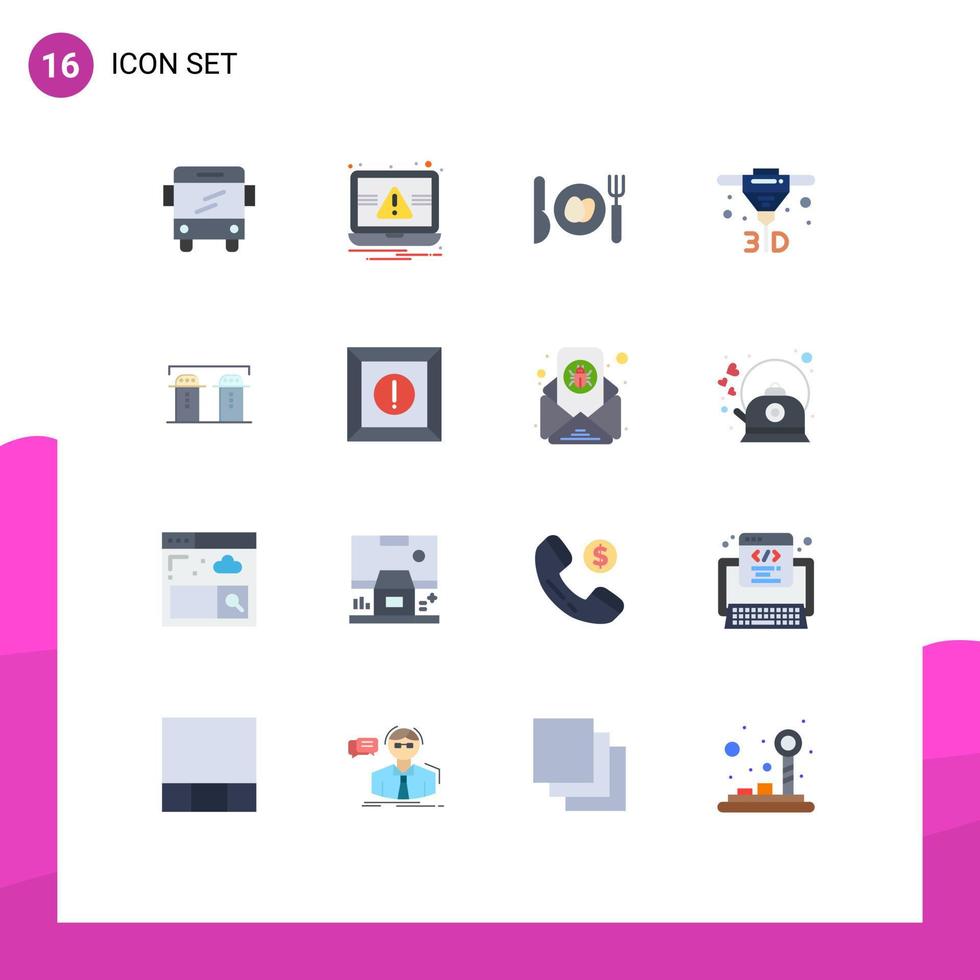 Modern Set of 16 Flat Colors Pictograph of box bottle egg paper direct metal laser sintering Editable Pack of Creative Vector Design Elements