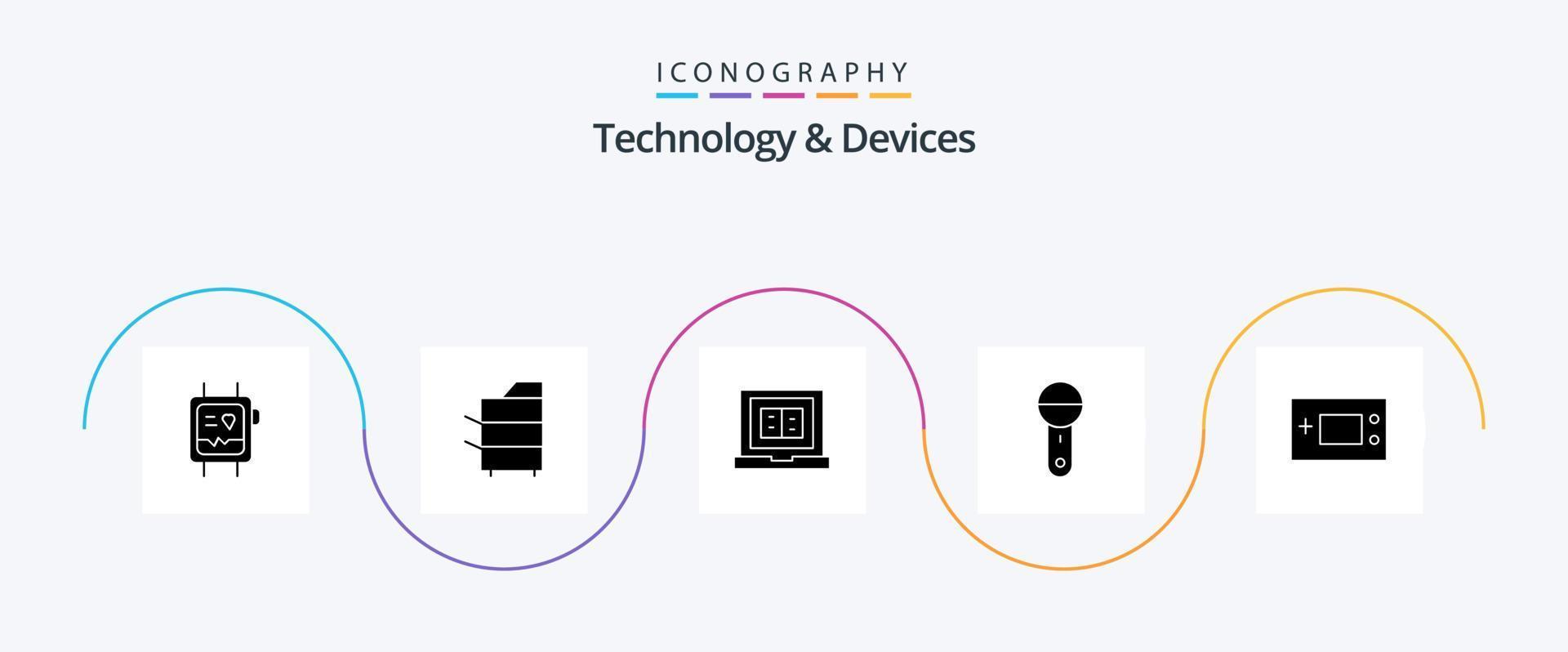 Devices Glyph 5 Icon Pack Including technology. microphone. technology. electronics. online vector