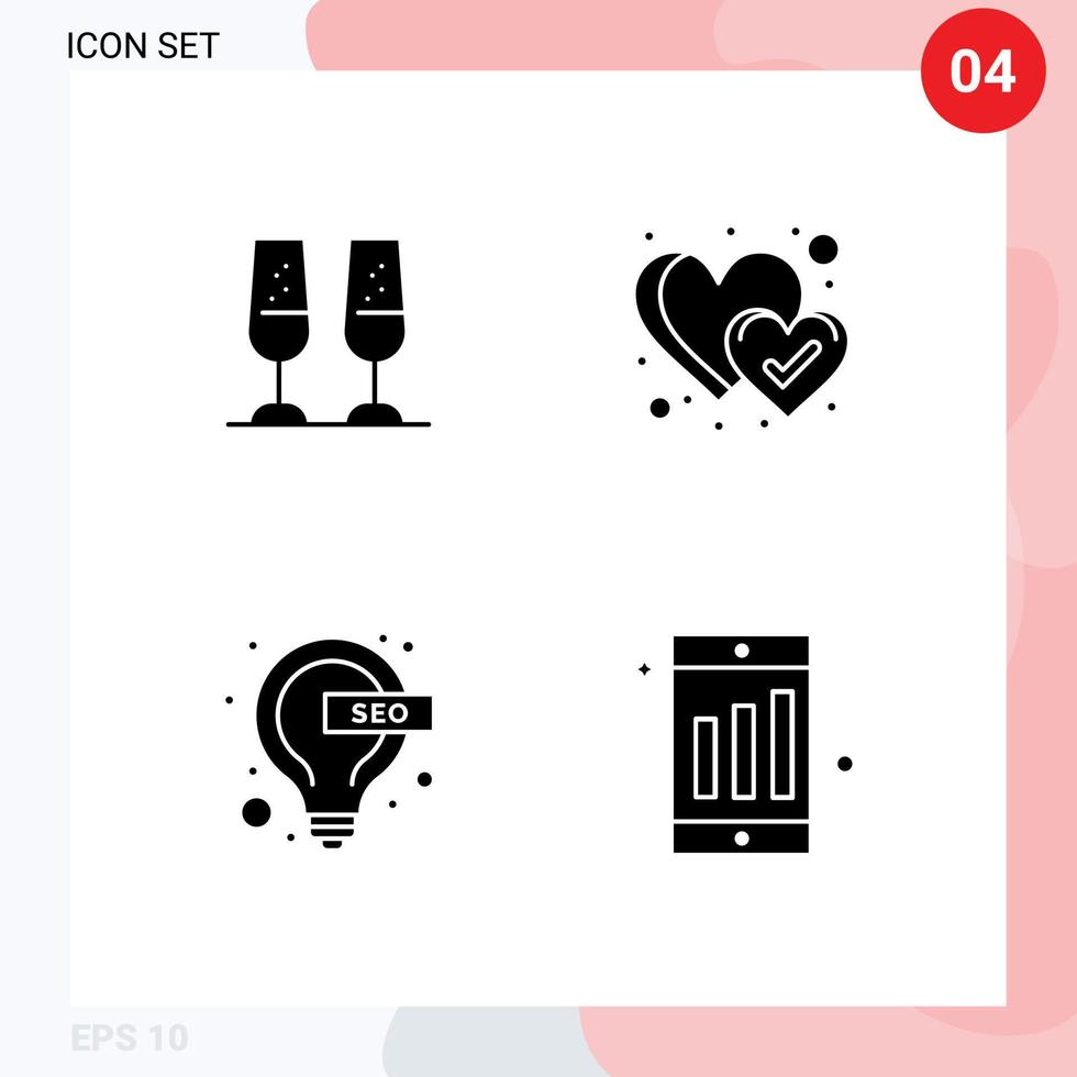paquete de iconos de vector de stock de 4 signos y símbolos de línea para la lámpara de celebración brindando como elementos de diseño de vector editable móvil