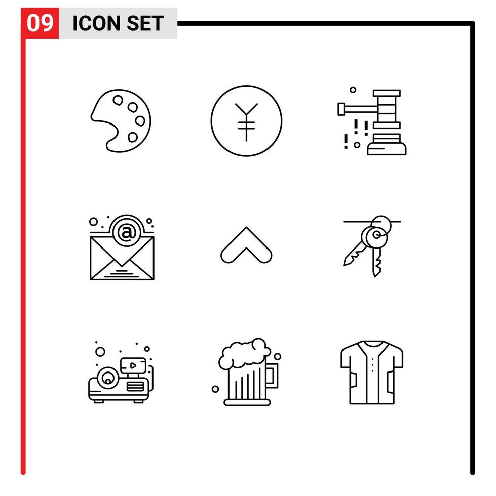 Modern Set of 9 Outlines and symbols such as sign arrows hammer arrow newsletter Editable Vector Design Elements