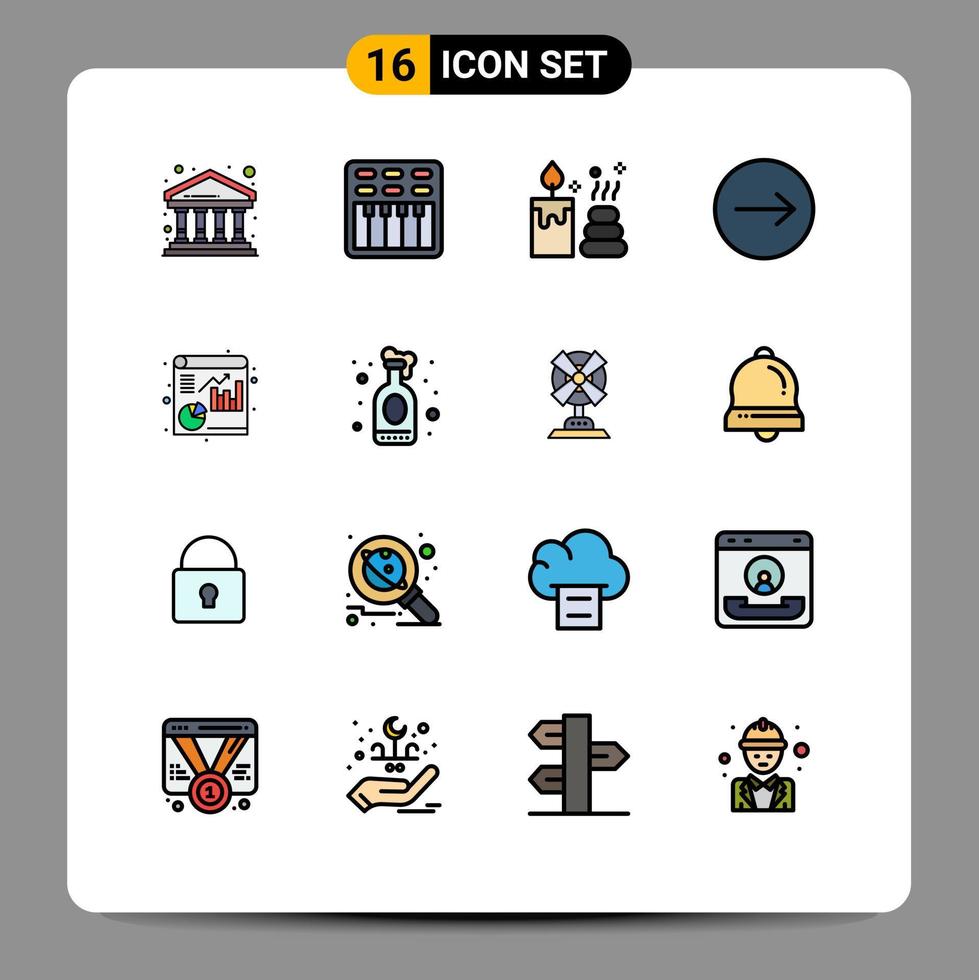 Universal Icon Symbols Group of 16 Modern Flat Color Filled Lines of wine file spa analytics transfer Editable Creative Vector Design Elements