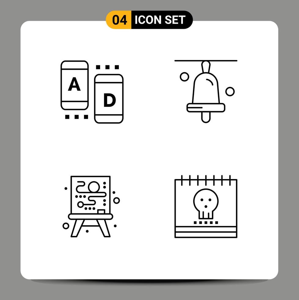 4 Creative Icons Modern Signs and Symbols of ad process tablet school ghost Editable Vector Design Elements
