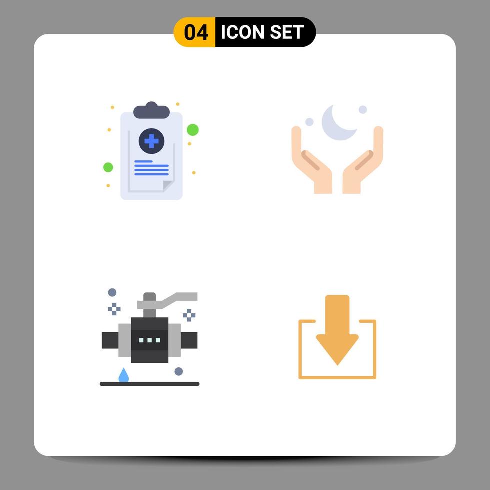 Stock Vector Icon Pack of 4 Line Signs and Symbols for chart eid medical hand construction Editable Vector Design Elements