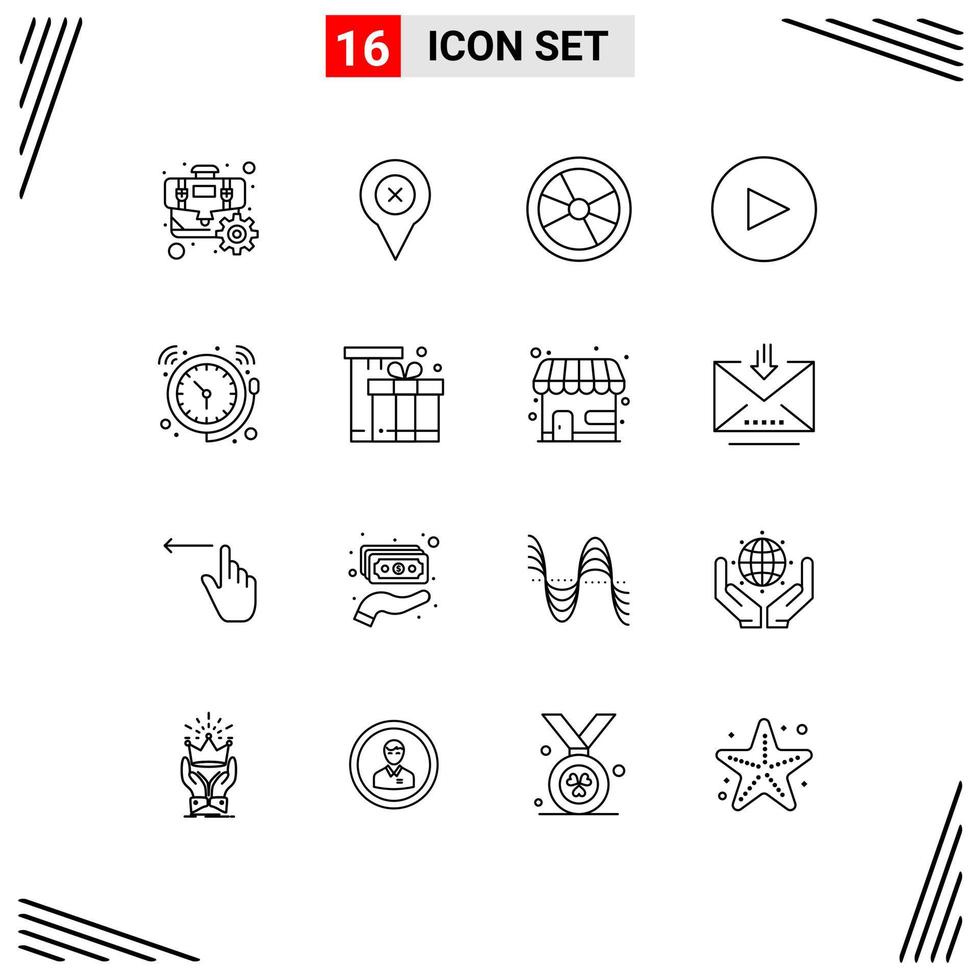 16 Thematic Vector Outlines and Editable Symbols of clock alarm biology play laboratory Editable Vector Design Elements