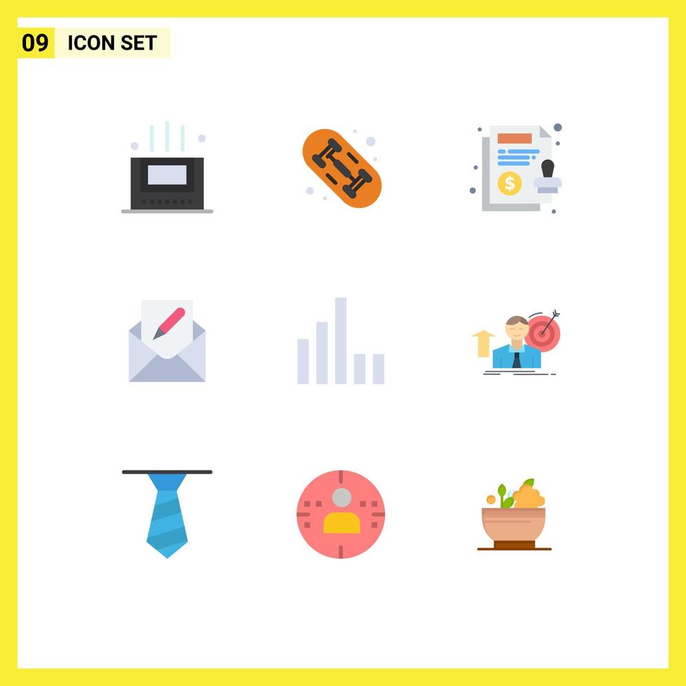 Universal Icon Symbols Group of 9 Modern Flat Colors of signal connection guarantee mail email Editable Vector Design Elements