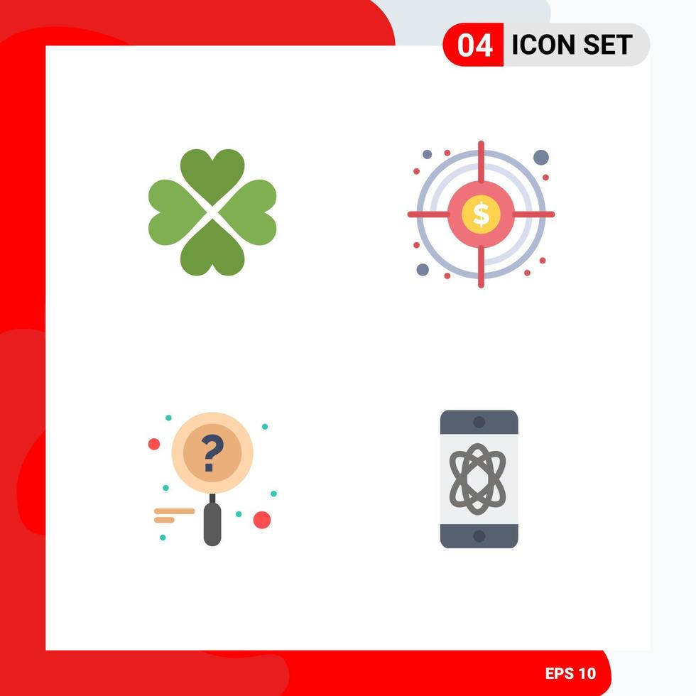 Universal Icon Symbols Group of 4 Modern Flat Icons of heart news favorite goal search Editable Vector Design Elements