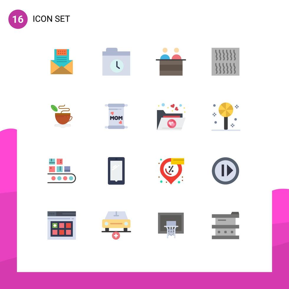 Group of 16 Flat Colors Signs and Symbols for reignite food backup person human Editable Pack of Creative Vector Design Elements