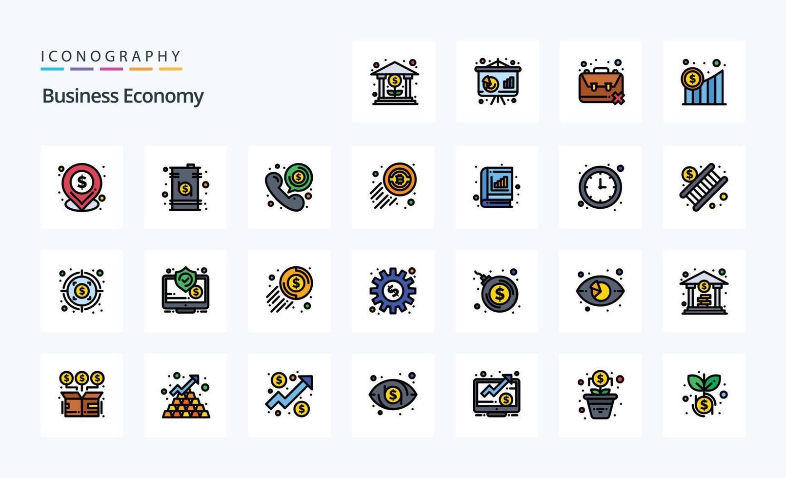 25 Economy Line Filled Style icon pack vector