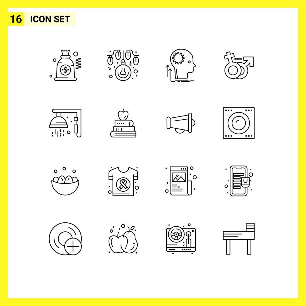 Group of 16 Modern Outlines Set for gym symbol creative female gender Editable Vector Design Elements