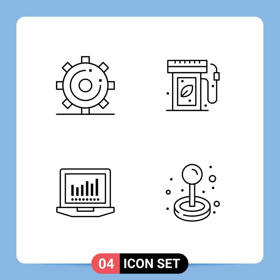 conjunto de 4 iconos de interfaz de usuario modernos signos de símbolos para elementos de diseño de vector editables de tecnología de ecología de página de computadora portátil de motor