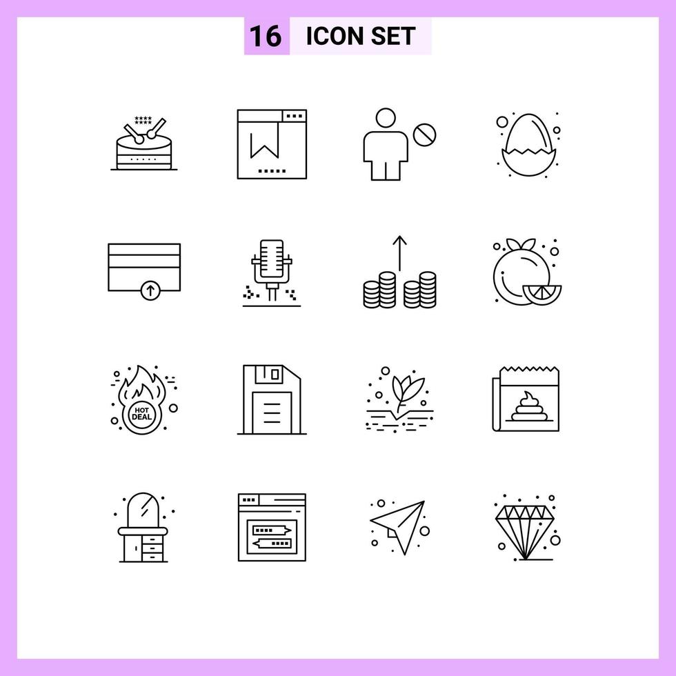 16 Outline concept for Websites Mobile and Apps finance egg avatar easter human Editable Vector Design Elements