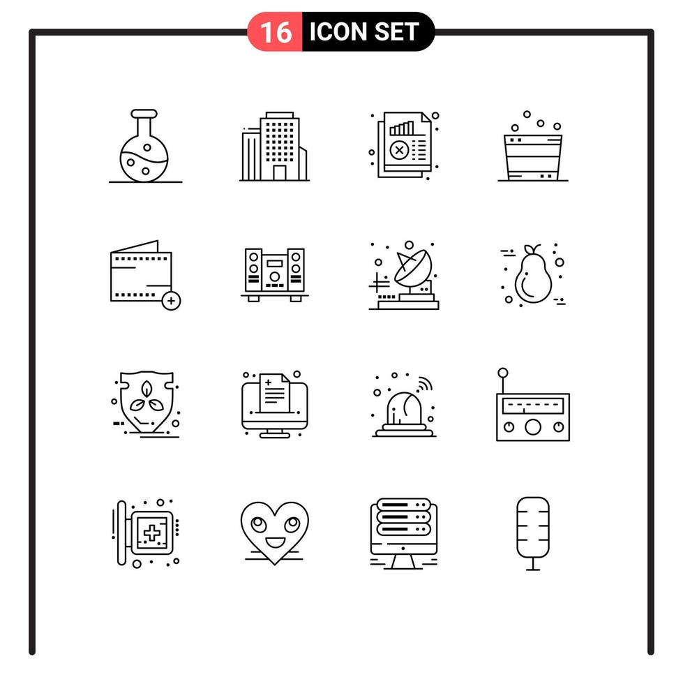 Outline Pack of 16 Universal Symbols of e add chart spa relax Editable Vector Design Elements
