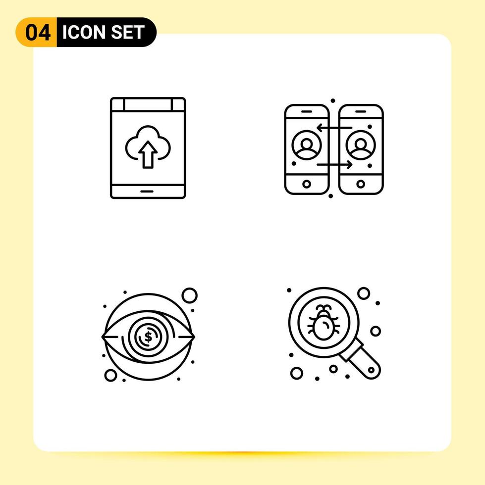 4 Universal Filledline Flat Colors Set for Web and Mobile Applications app view storage calling money Editable Vector Design Elements