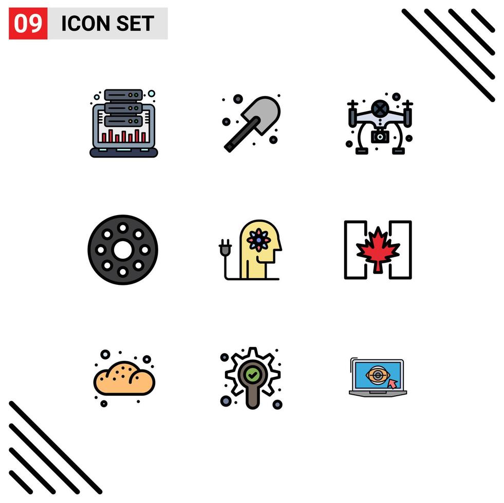 9 Universal Filledline Flat Color Signs Symbols of boosting boosting spade monitor baby Editable Vector Design Elements