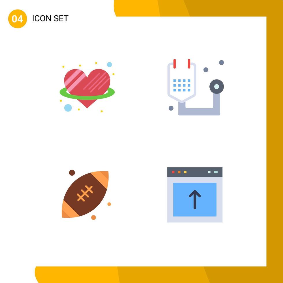 4 Thematic Vector Flat Icons and Editable Symbols of angle ball romance form sports Editable Vector Design Elements