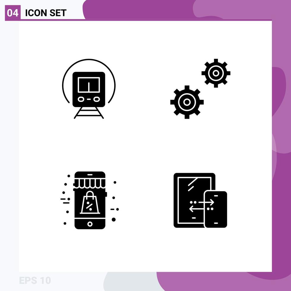 Group of 4 Solid Glyphs Signs and Symbols for cortege mobile transport options mobile Editable Vector Design Elements