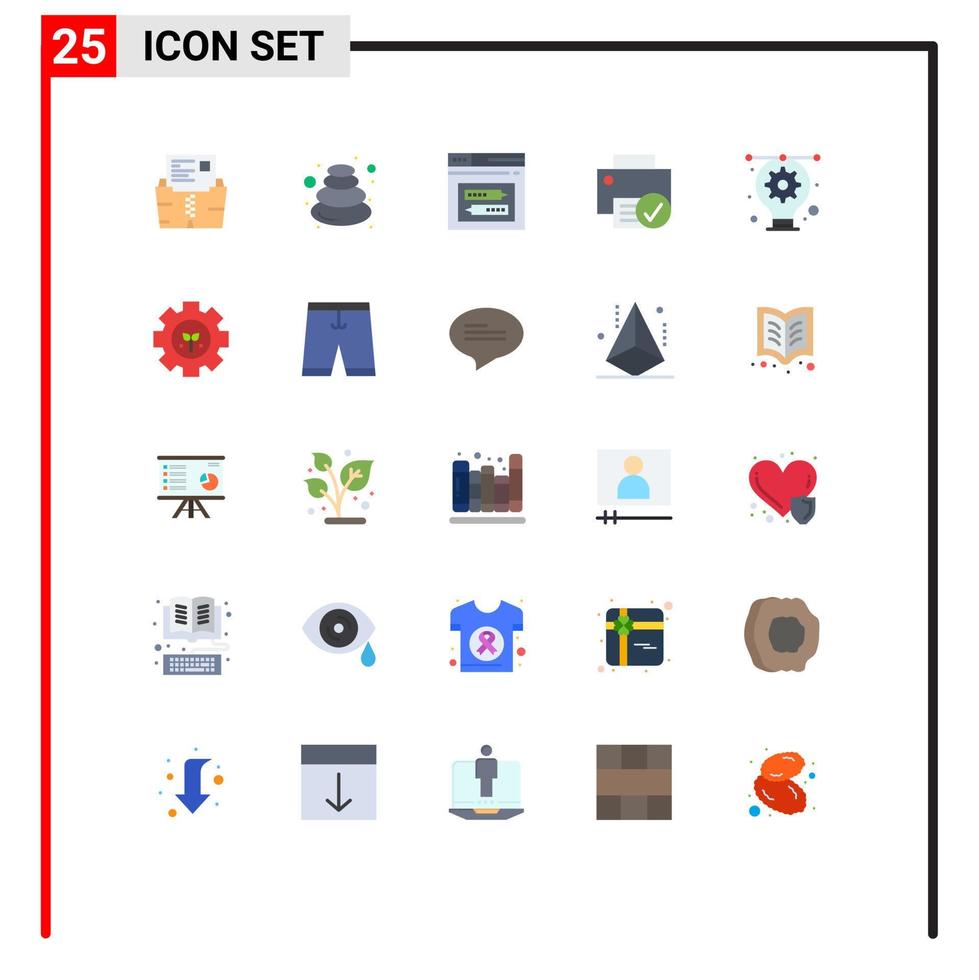 25 signos universales de color plano símbolos de dispositivos computadoras código spa elementos de diseño vectorial editables web vector