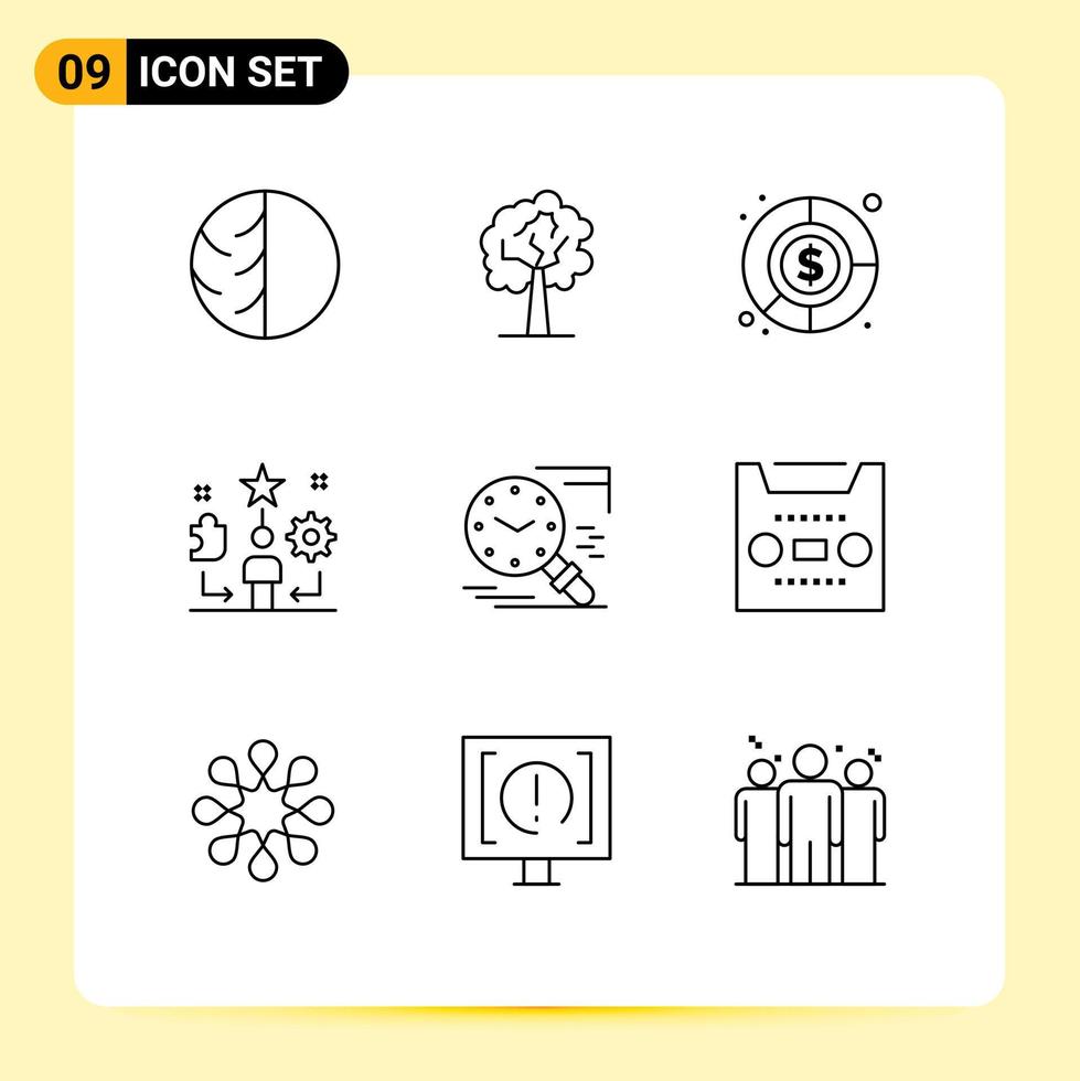 conjunto de 9 iconos de ui modernos símbolos signos para entrenar talento planta vida fondo elementos de diseño vectorial editables vector