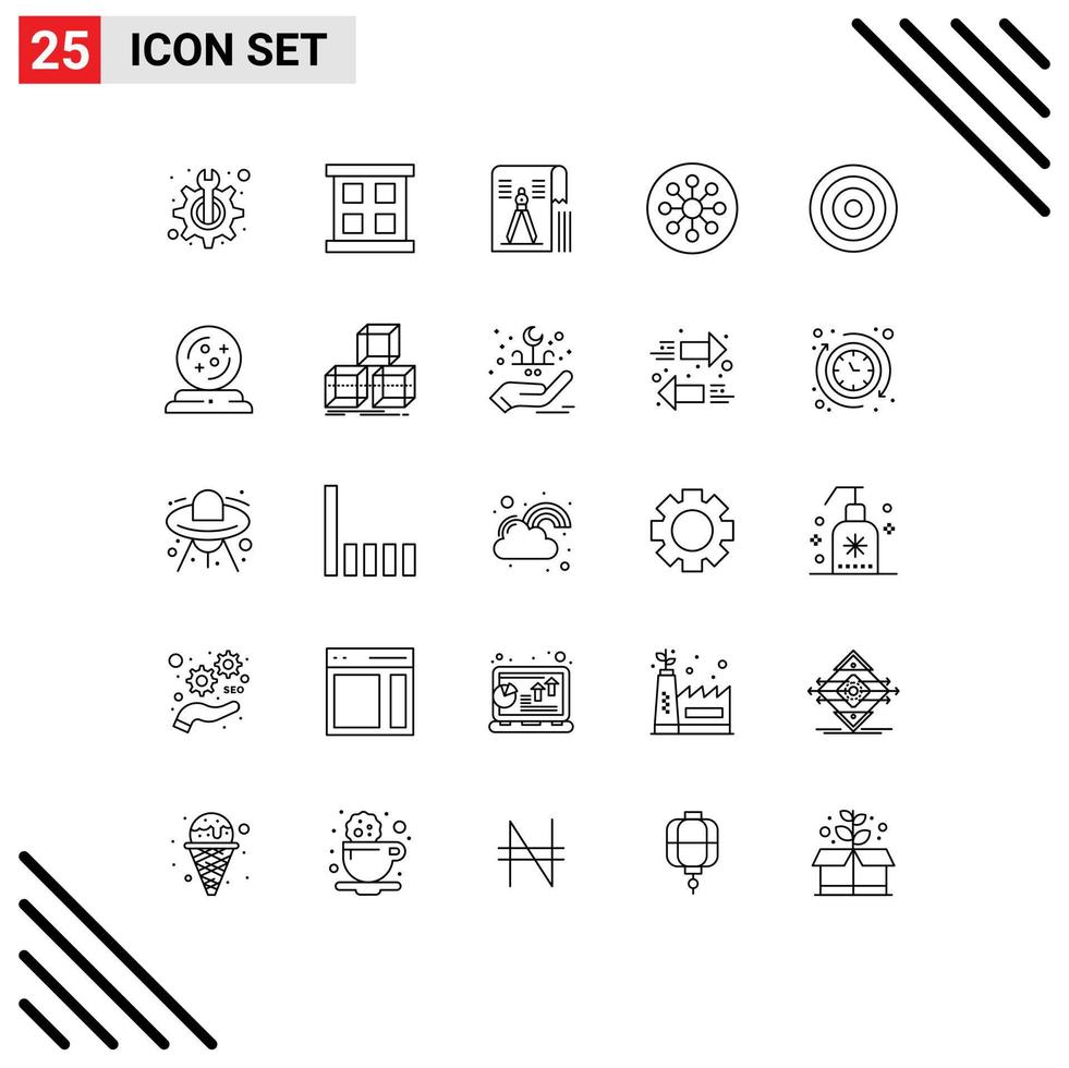 Modern Set of 25 Lines and symbols such as basic chemistry drawing cell atom Editable Vector Design Elements
