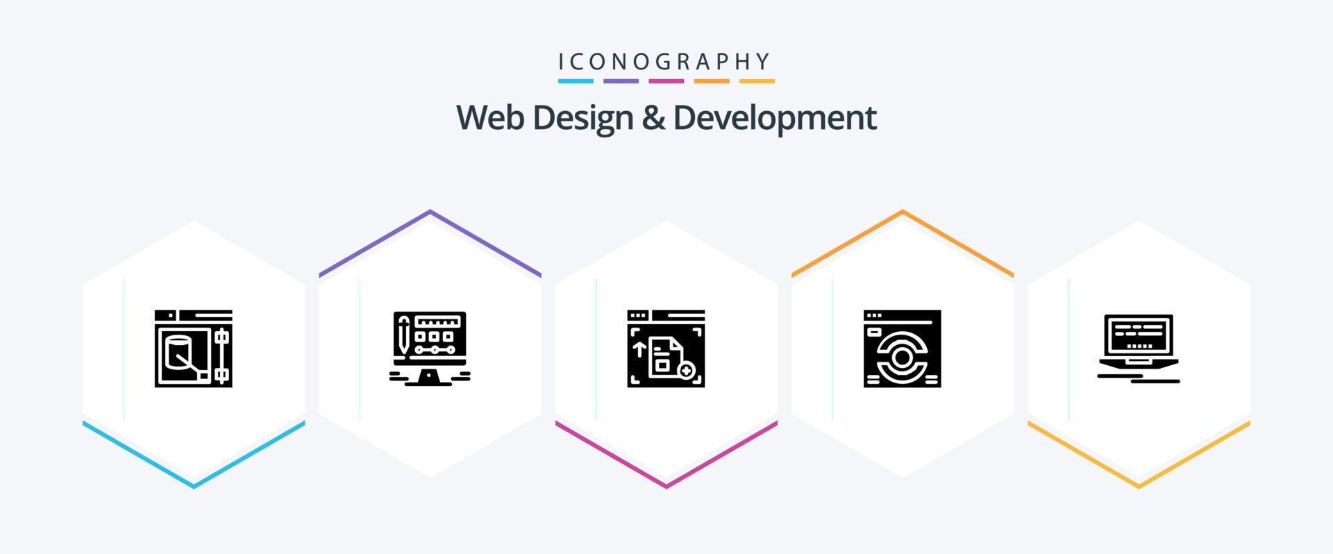 Web Design And Development 25 Glyph icon pack including . web . design. web page . webpage vector