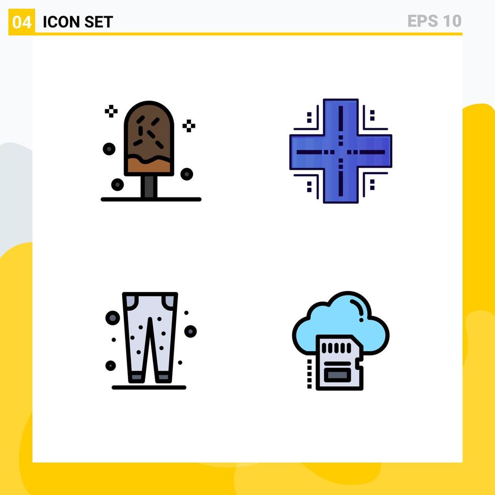 4 concepto de color plano de línea completa para sitios web móviles y aplicaciones servidor frío base de datos de verano elementos de diseño vectorial editables de moda vector