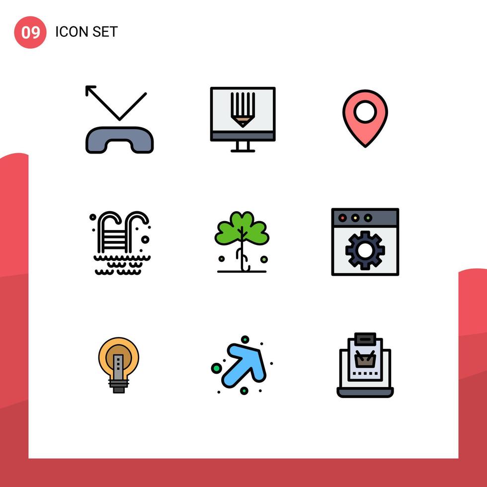9 Filledline Flat Color concept for Websites Mobile and Apps irish green twitter clover water Editable Vector Design Elements