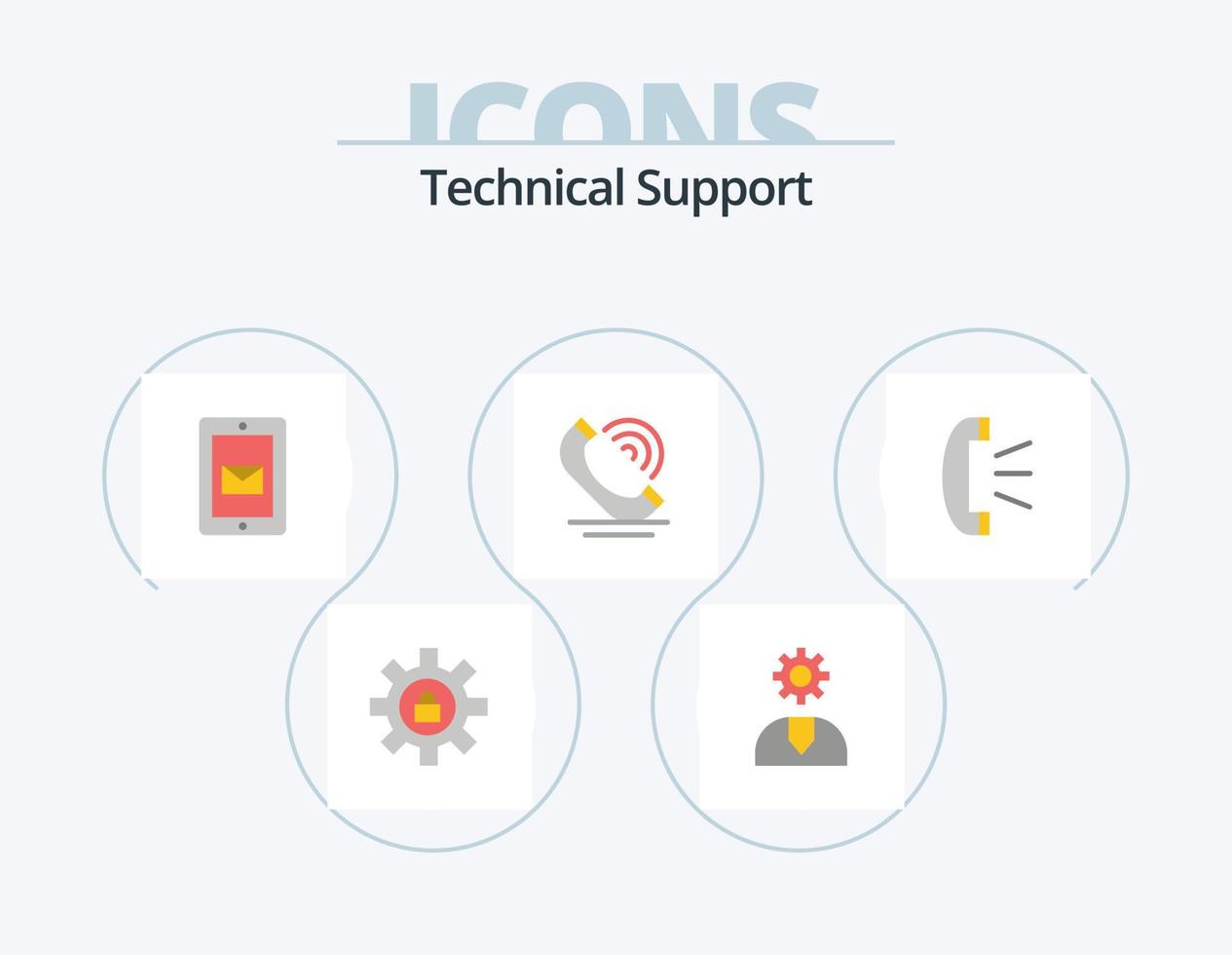 Technical Support Flat Icon Pack 5 Icon Design. answer. phone. support. communication. support vector
