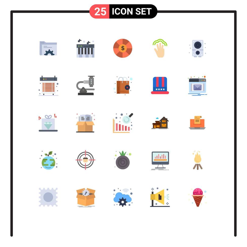 Stock Vector Icon Pack of 25 Line Signs and Symbols for music audio currency multiple touch hand Editable Vector Design Elements