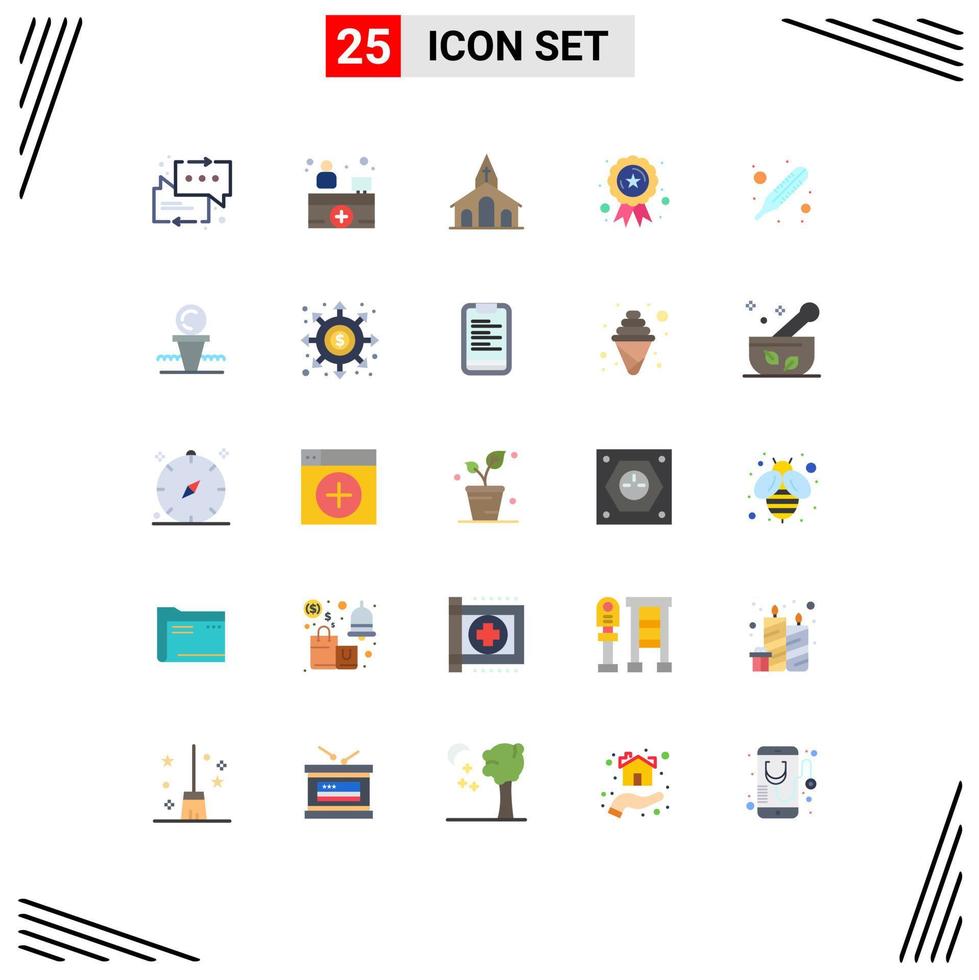 Set of 25 Vector Flat Colors on Grid for temperature star celebration reward ribbon Editable Vector Design Elements