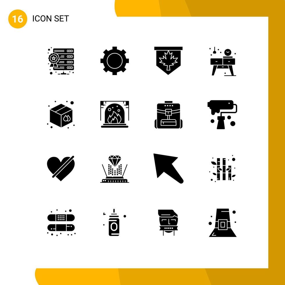 16 Thematic Vector Solid Glyphs and Editable Symbols of goods watch tag table home Editable Vector Design Elements