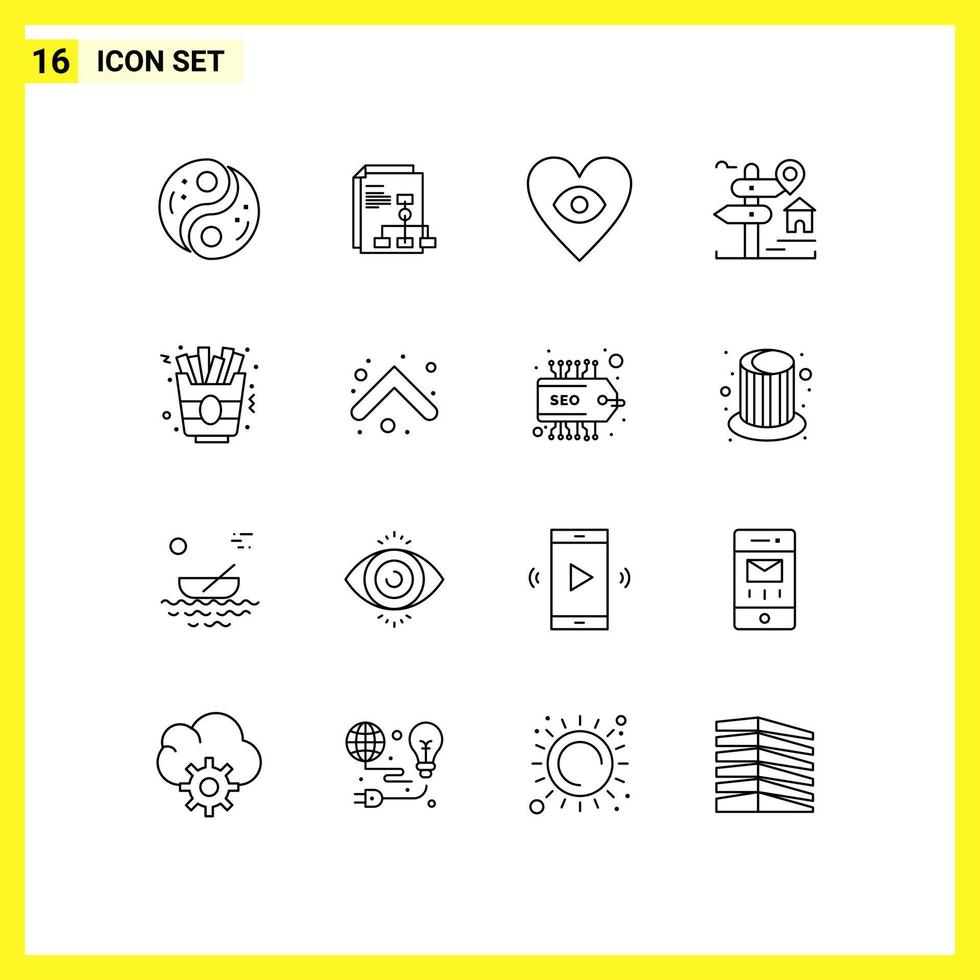 16 Thematic Vector Outlines and Editable Symbols of fast food real estate report board location Editable Vector Design Elements